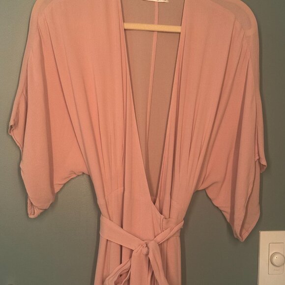 Reformation Winslow Wrap V-neck - blush wedding guest dress - Picture 3 of 9